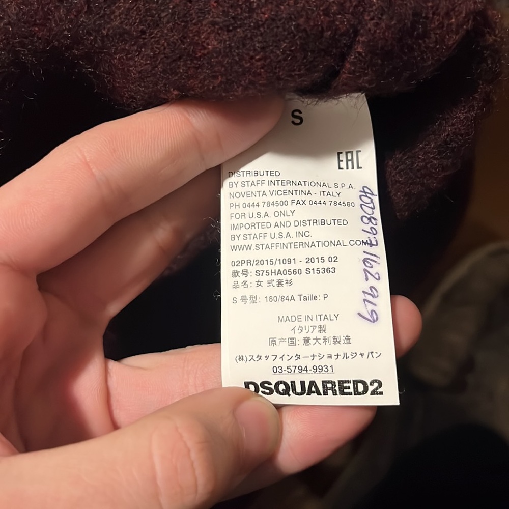 $1,000 DSQUARED2 Jumper Yak Wool Blend Stand-Up Collar Unisex Size S NWOT - Picture 9 of 12